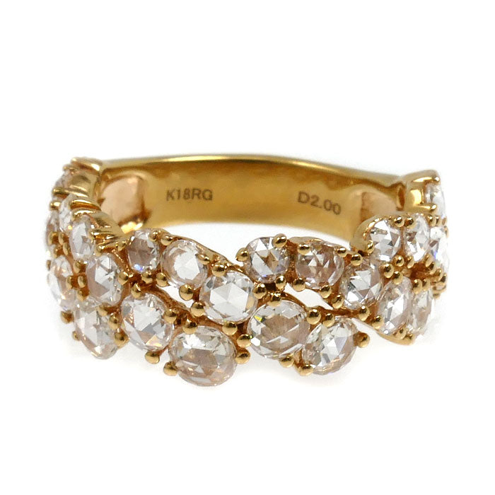K18RG ローズゴールド リング・指輪 ダイヤモンド2.00ct 12号 4.9g ローズカット レディース【中古】