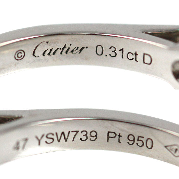 CARTIER カルティエ Pt950プラチナ ソリテール リング・指輪 CRN4139000 ダイヤモンド0.31ct 7号 47 3.3g レディース【中古】【美品】