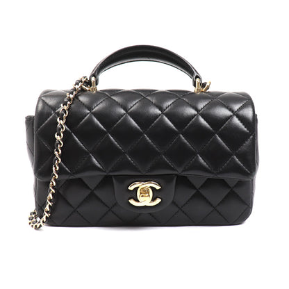 CHANEL シャネル トップハンドル ミニフラップバッグ 2Wayショルダーバッグ ブラック AS2431 レディース【中古】