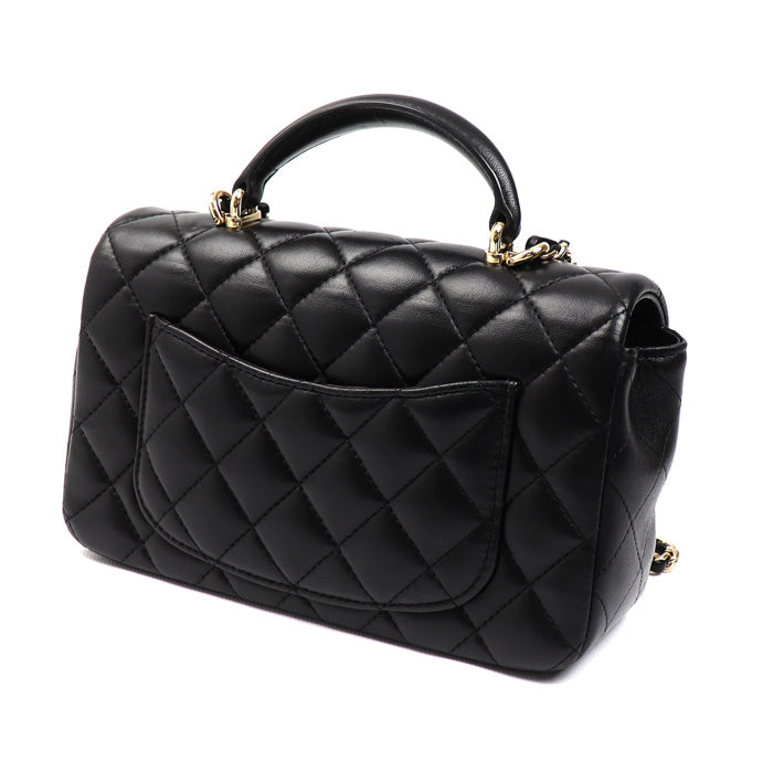 CHANEL シャネル トップハンドル ミニフラップバッグ 2Wayショルダーバッグ ブラック AS2431 レディース【中古】