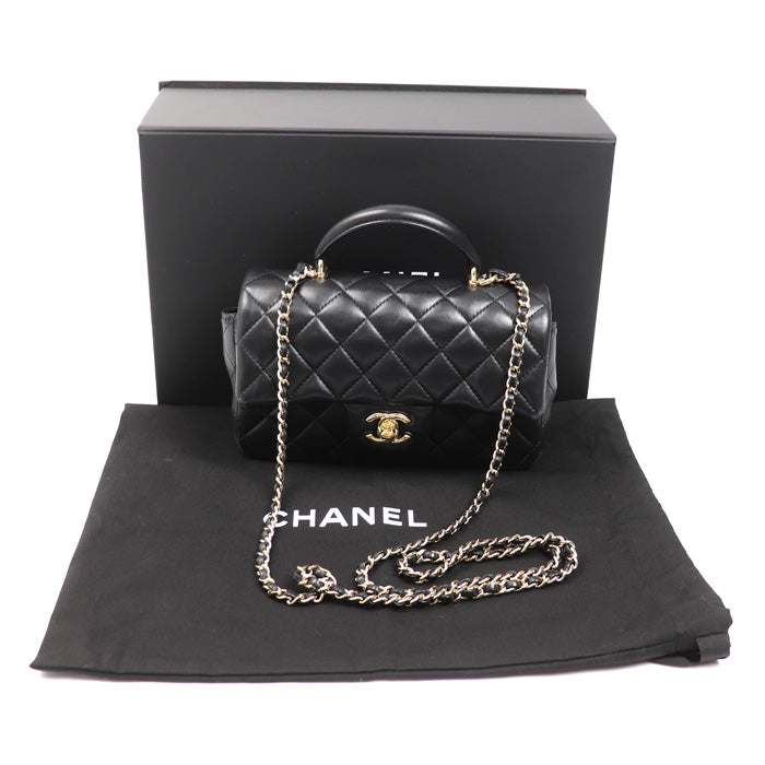 CHANEL シャネル トップハンドル ミニフラップバッグ 2Wayショルダーバッグ ブラック AS2431 レディース【中古】