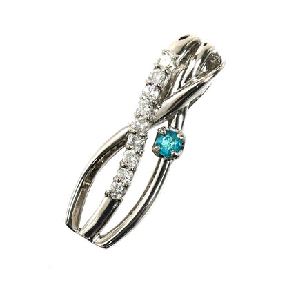 K18WG ホワイトゴールド ペンダントトップ トルマリン0.08ct ダイヤモンド0.15ct 2.3g レディース【中古】【美品】
