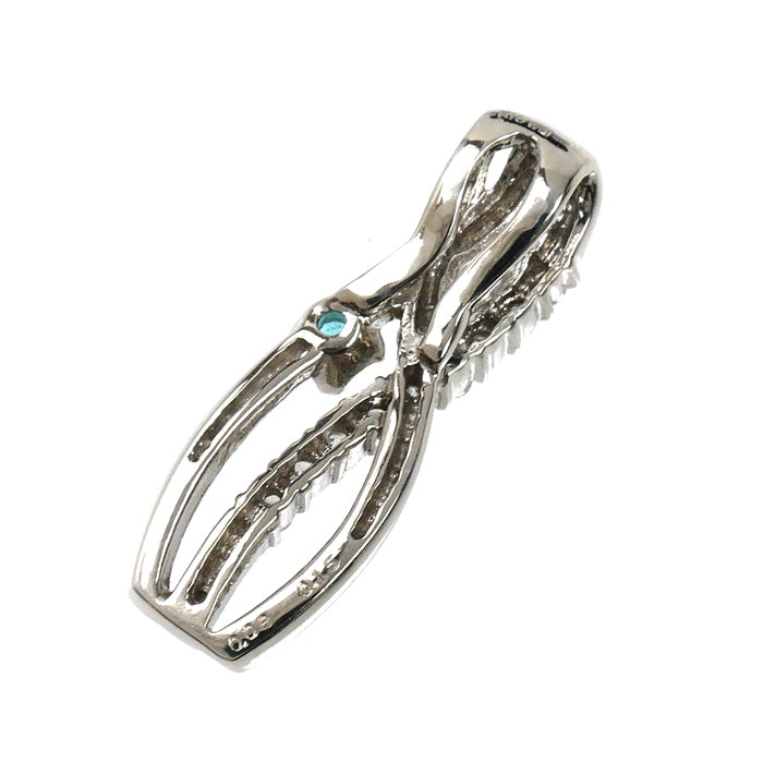 K18WG ホワイトゴールド ペンダントトップ トルマリン0.08ct ダイヤモンド0.15ct 2.3g レディース【中古】【美品】