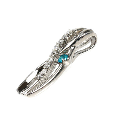 K18WG ホワイトゴールド ペンダントトップ トルマリン0.08ct ダイヤモンド0.15ct 2.3g レディース【中古】【美品】