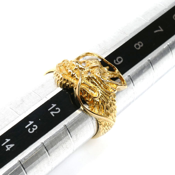 K18YG イエローゴールド 龍 リング・指輪 ダイヤモンド 10.5号 3.8g レディース【中古】