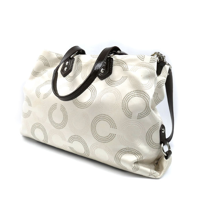 COACH コーチ オプアート 2Wayショルダーバッグ ベージュ ブラウン F20049 レディース【中古】