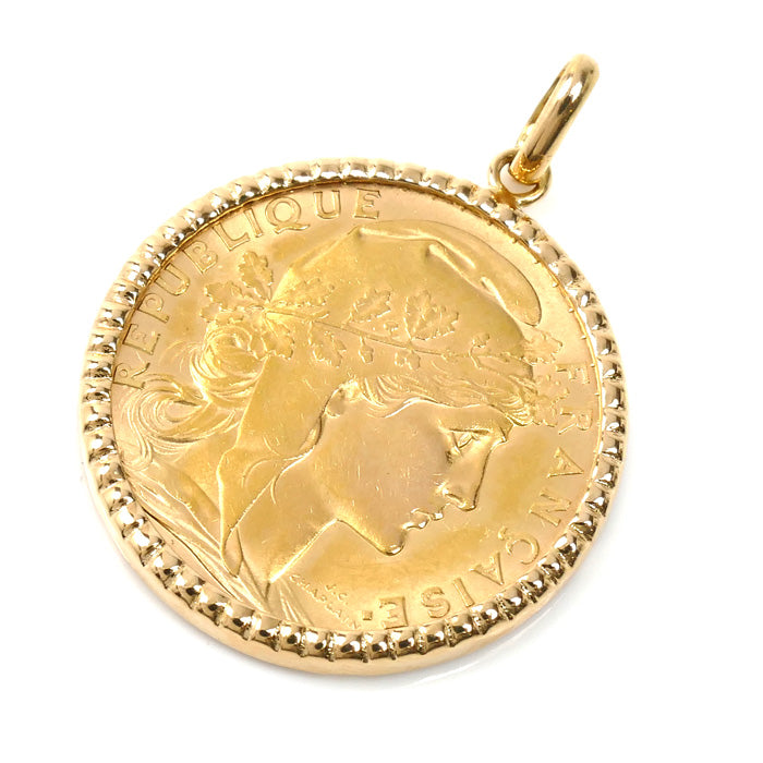 K21.6YG/K18YG マリアンヌ金貨 20フラン ペンダントトップ 7.5g 1906 ユニセックス【中古】