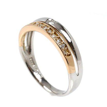 ELLE K18PG ピンクゴールド Pt900プラチナ リング・指輪 ダイヤモンド0.15ct 14号 3.8g レディース【中古】