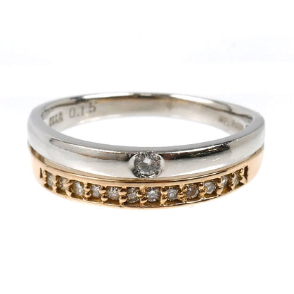ELLE K18PG ピンクゴールド Pt900プラチナ リング・指輪 ダイヤモンド0.15ct 14号 3.8g レディース【中古】
