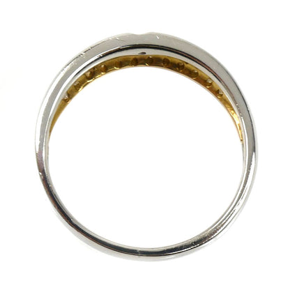 ELLE K18PG ピンクゴールド Pt900プラチナ リング・指輪 ダイヤモンド0.15ct 14号 3.8g レディース【中古】