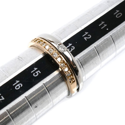 ELLE K18PG ピンクゴールド Pt900プラチナ リング・指輪 ダイヤモンド0.15ct 14号 3.8g レディース【中古】