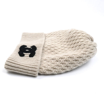 CHANEL シャネル ココマーク ニットキャップ ベージュ カシミヤ レディース【中古】【美品】