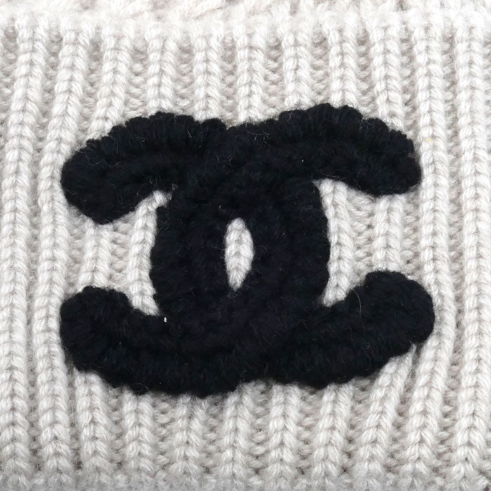 CHANEL シャネル ココマーク ニットキャップ ベージュ カシミヤ レディース【中古】【美品】
