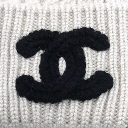 CHANEL シャネル ココマーク ニットキャップ ベージュ カシミヤ レディース【中古】【美品】