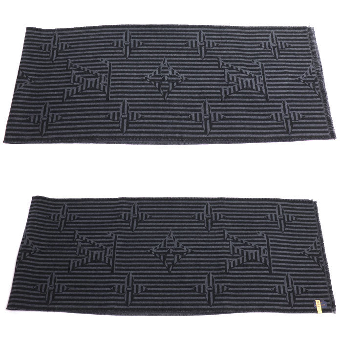LOUIS VUITTON ルイ・ヴィトン エシャルプ LV ハーモニー リバーシブル マフラー グレー M77944 MR3272 メンズ【中古】