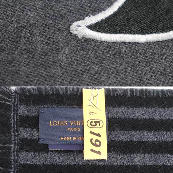 LOUIS VUITTON ルイ・ヴィトン エシャルプ LV ハーモニー リバーシブル マフラー グレー M77944 MR3272 メンズ【中古】