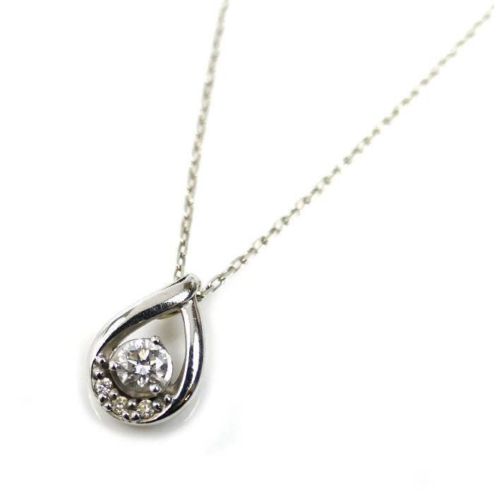 4℃ ヨンドシー K10WG ホワイトゴールド しずく ネックレス ダイヤモンド 1.0g 40cm レディース【中古】