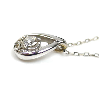 4℃ ヨンドシー K10WG ホワイトゴールド しずく ネックレス ダイヤモンド 1.0g 40cm レディース【中古】