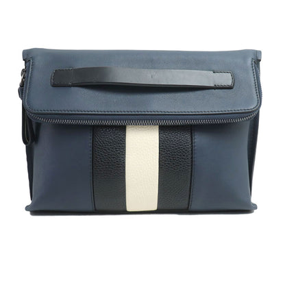 BALLY バリー ベンジー BENJY 57 ストライプ クラッチバッグ ネイビー メンズ【中古】