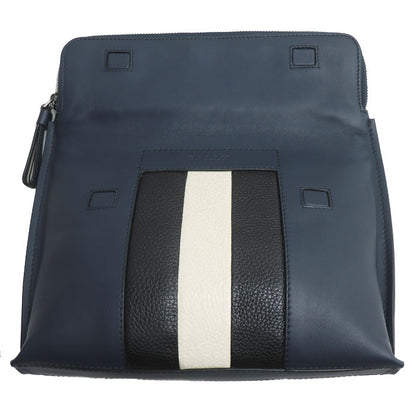 BALLY バリー ベンジー BENJY 57 ストライプ クラッチバッグ ネイビー メンズ【中古】