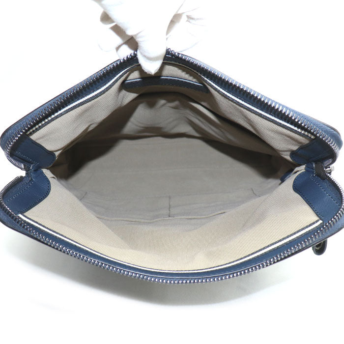 BALLY バリー ベンジー BENJY 57 ストライプ クラッチバッグ ネイビー メンズ【中古】