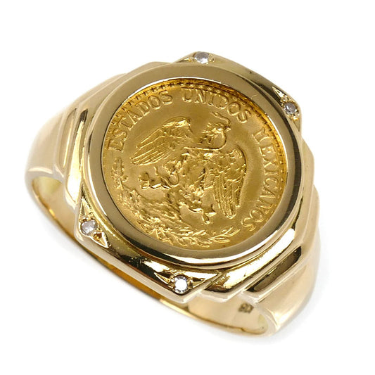 K21.6YG/K18YG メキシコ金貨 2ペソ リング・指輪 ダイヤモンド 16.5号 6.9g ユニセックス【中古】