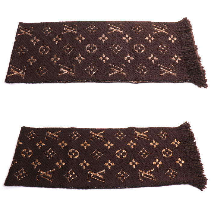 LOUIS VUITTON ルイ・ヴィトン エシャルプ ロゴマニア シャイン マフラー ブラウン M71383 IS1129 ユニセックス【中古】