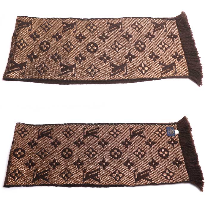 LOUIS VUITTON ルイ・ヴィトン エシャルプ ロゴマニア シャイン マフラー ブラウン M71383 IS1129 ユニセックス【中古】