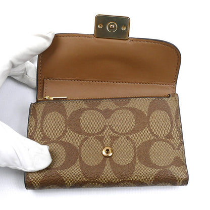 COACH コーチ ミディアム グレース ウォレット 三つ折り財布 ベージュ CC060 レディース【中古】