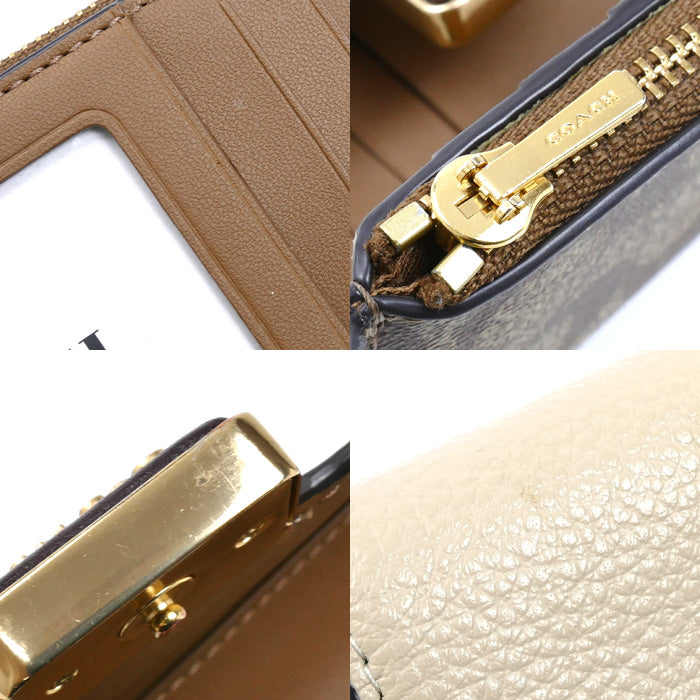 COACH コーチ ミディアム グレース ウォレット 三つ折り財布 ベージュ CC060 レディース【中古】