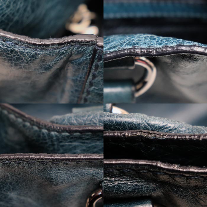 PRADA プラダ トライアングルロゴ レザー 2WAY トートバッグ 2Wayショルダーバッグ グリーンブルー BR4617 ユニセックス【中古】