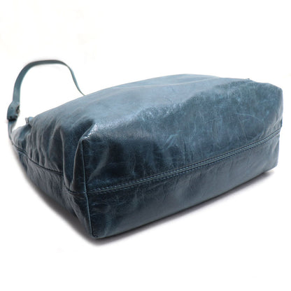 PRADA プラダ トライアングルロゴ レザー 2WAY トートバッグ 2Wayショルダーバッグ グリーンブルー BR4617 ユニセックス【中古】