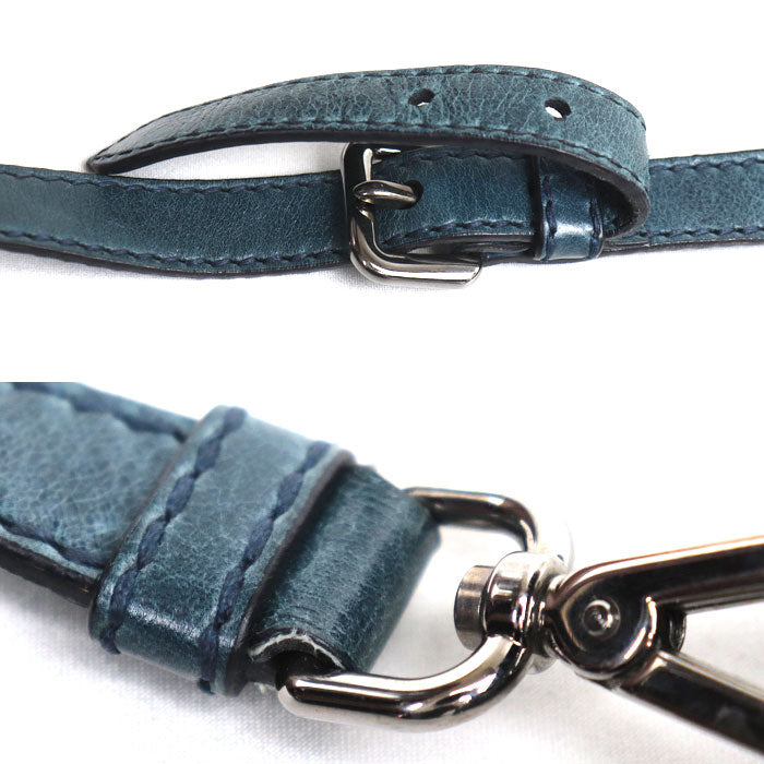 PRADA プラダ トライアングルロゴ レザー 2WAY トートバッグ 2Wayショルダーバッグ グリーンブルー BR4617 ユニセックス【中古】