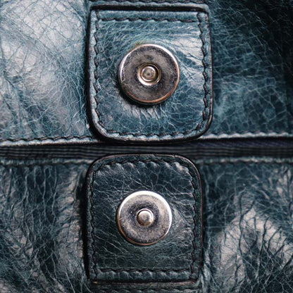 PRADA プラダ トライアングルロゴ レザー 2WAY トートバッグ 2Wayショルダーバッグ グリーンブルー BR4617 ユニセックス【中古】