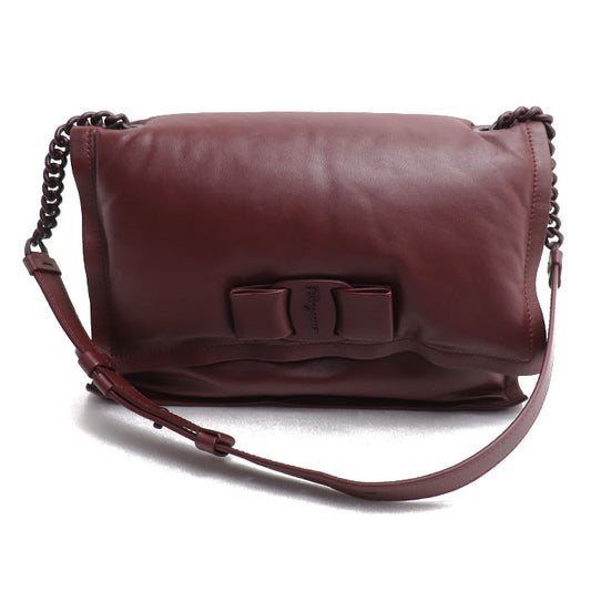 Salvatore Ferragamo サルヴァトーレフェラガモ ヴァラリボン ショルダーバッグ ボルドー GG 211287 レディース【中古】
