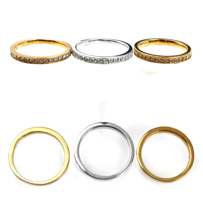 SWAROVSKI スワロフスキー クリスタル リング3本セット ハーフエタニティ リング・指輪 14号 レディース【中古】