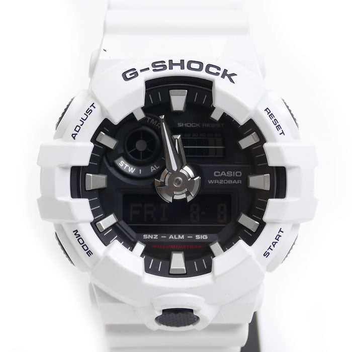 CASIO カシオ G-SHOCK 腕時計 電池式 ホワイト ブラック GA-700-7AJF メンズ【中古】【美品】