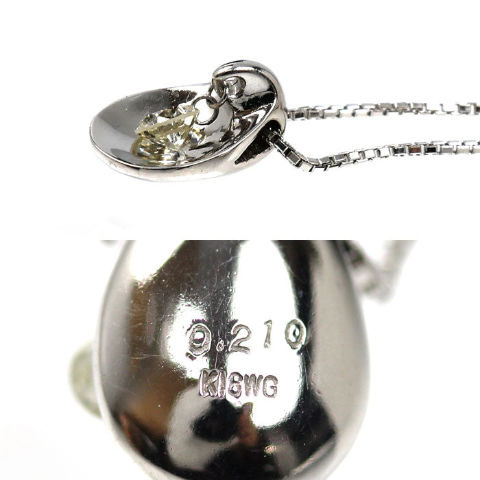 K18WG ホワイトゴールド ネックレス ダイヤモンド0.21ct 4.4g ～45cm フリーチェーン レディース【中古】【美品】