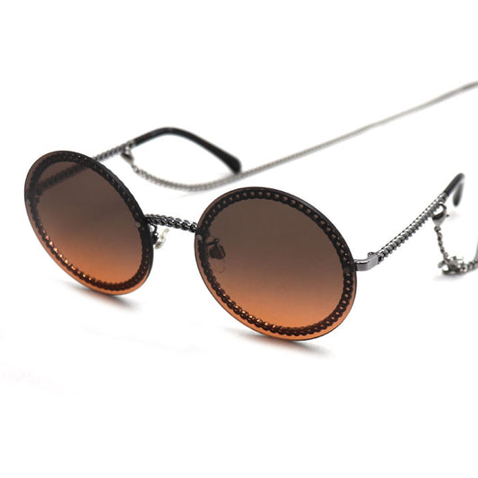 CHANEL シャネル チェーンフレーム サングラス ブラウン シルバー 4245 C.108/18 レディース 58□18 135 2N【中古】