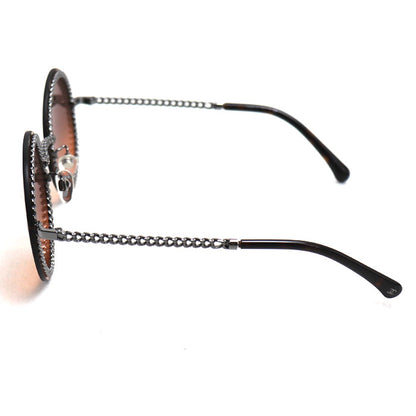 CHANEL シャネル チェーンフレーム サングラス ブラウン シルバー 4245 C.108/18 レディース 58□18 135 2N【中古】
