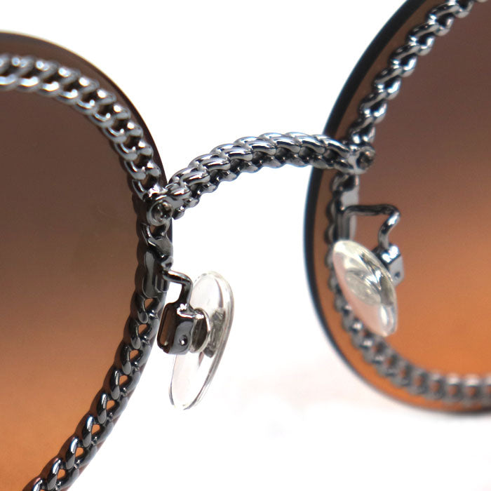 CHANEL シャネル チェーンフレーム サングラス ブラウン シルバー 4245 C.108/18 レディース 58□18 135 2N【中古】