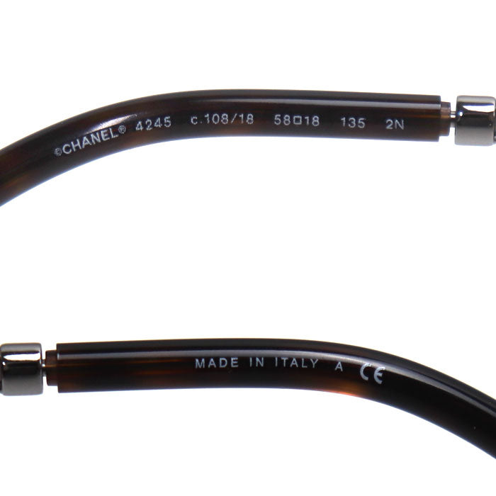 CHANEL シャネル チェーンフレーム サングラス ブラウン シルバー 4245 C.108/18 レディース 58□18 135 2N【中古】