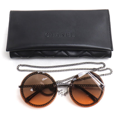 CHANEL シャネル チェーンフレーム サングラス ブラウン シルバー 4245 C.108/18 レディース 58□18 135 2N【中古】
