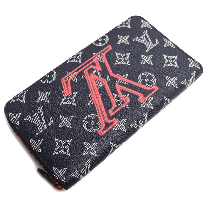 LOUIS VUITTON ルイ・ヴィトン ジッピーオーガナイザー 長財布 モノグラムインク ネイビー レッド M62931 CA2118 ユニセックス【中古】