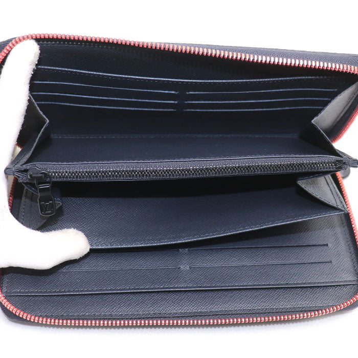 LOUIS VUITTON ルイ・ヴィトン ジッピーオーガナイザー 長財布 モノグラムインク ネイビー レッド M62931 CA2118 ユニセックス【中古】