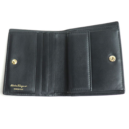 Salvatore Ferragamo サルヴァトーレフェラガモ ガンチーニ 二つ折り財布 ブラック 22E032 レディース【中古】