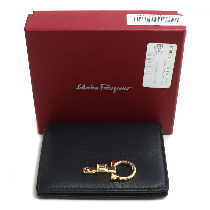 Salvatore Ferragamo サルヴァトーレフェラガモ ガンチーニ 二つ折り財布 ブラック 22E032 レディース【中古】