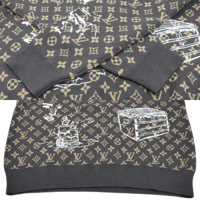 LOUIS VUITTON ルイ・ヴィトン モノグラム エンブロイダード セーター ブラウン RM232 ZLL HPN95W XL メンズ【中古】