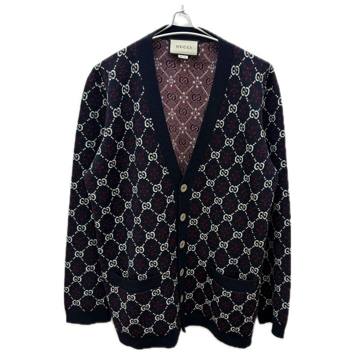 GUCCI グッチ GGロゴ カーディガン ネイビー 553602 XKAHC XL メンズ【中古】