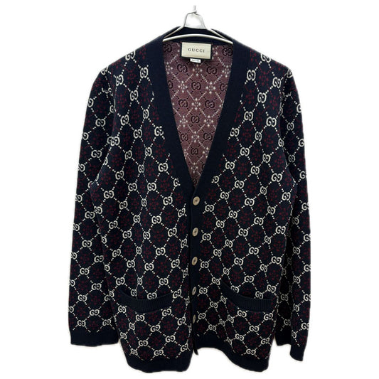 GUCCI グッチ GGロゴ カーディガン ネイビー 553602 XKAHC XL メンズ【中古】